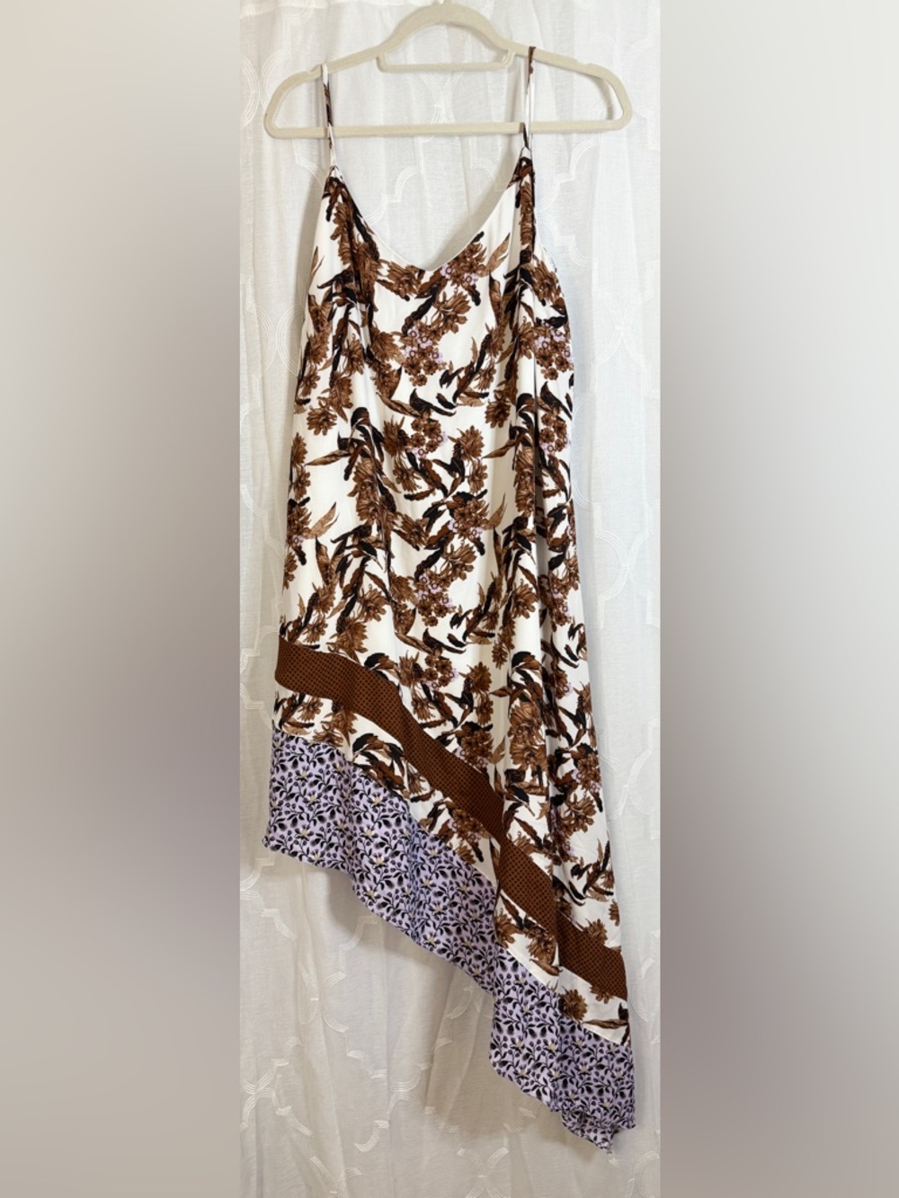 EST 1946 Boho Bird Floral Asymmetrical Slip Dress Mixed Print | Size XL